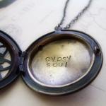 Antiqued Silver Floral Locket With Hand Stamped..