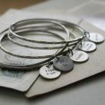 Recycled Silver Bangle With Hand-stamped Word Disc..