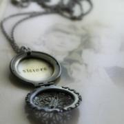 Locket Necklace Hand Stamped Secret Message - Keepsake Locket Sisters