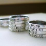 Fine Silver Personalized Stacking Ring - ONE Rustic Hand-Stamped Ring